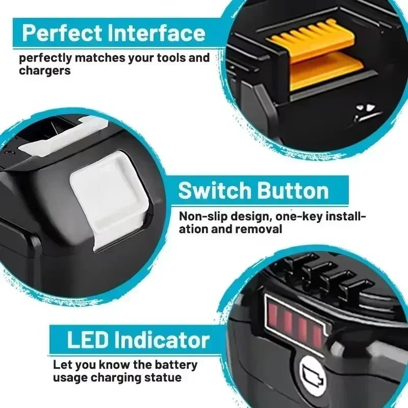 Original genuine Makita 6Ah 6000mAh 18V Makita battery BL1860 BL1850B BL1850 BL1840 BL1830B makita rechargeable lithium battery