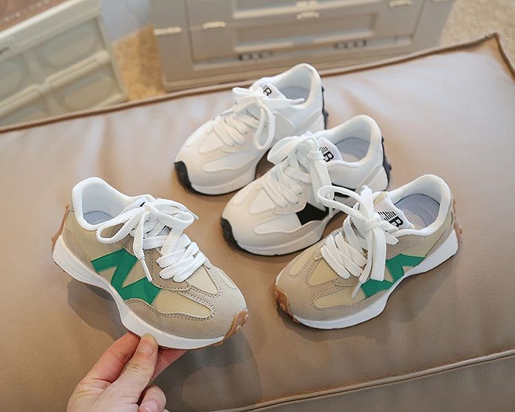 Children's Spring New Leather Upper Sneakers Kids Non-Slip Casual Shoes Boys Girls Soft Sole Students Tennis Toddler Sport Shoes