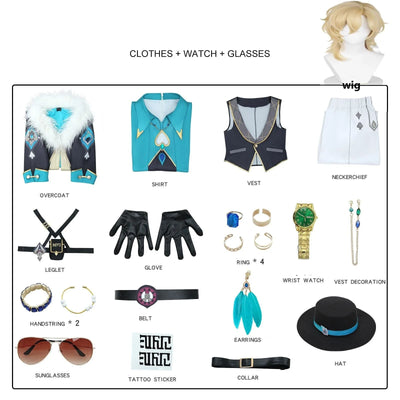 Aventurine Cosplay Costume Wig for Game Honkai: Star Rail Costume Handsome Fashion Combat Role Play Carnival Outfits with Hat