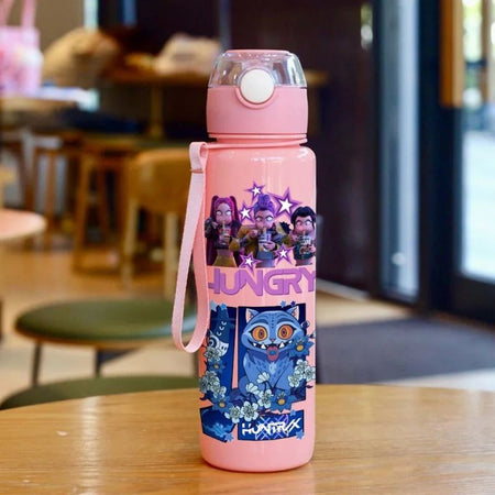 Kpop Demon Hunter Water Bottle with Straw 700ml Kids Summer Anime Cup Girls Boys Outdoor Sport Mug School Office Accessory Gift