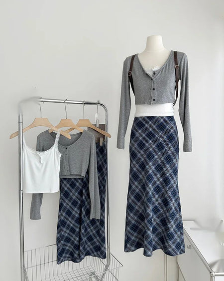 Plus Size Plus Size Plaid A- Line Mini Skirt Knee-Length Fashionable Autumn Winter Women's Clothing Chinese Style Casual Eleg...