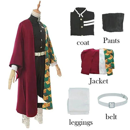 Anime character Tomioka Giyuu cosplay costume accessory set uniform swordsman outfit wig children adult gift