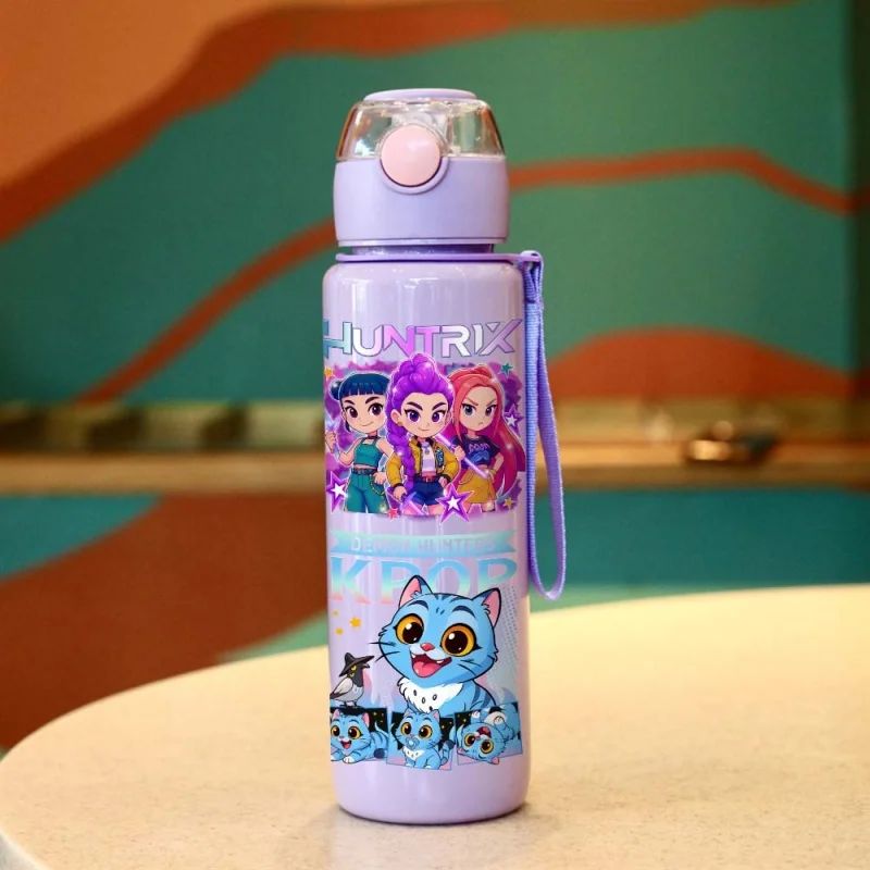 Kpop Demon Hunter Water Bottle with Straw 700ml Kids Summer Anime Cup Girls Boys Outdoor Sport Mug School Office Accessory Gift