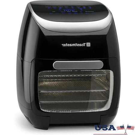 Digital Air Fryer Rotisserie Cooker Healthy Cooking 8 Preset Options 3 Baking Racks 10 Kabob Skewers Drip Tray Recipes Included