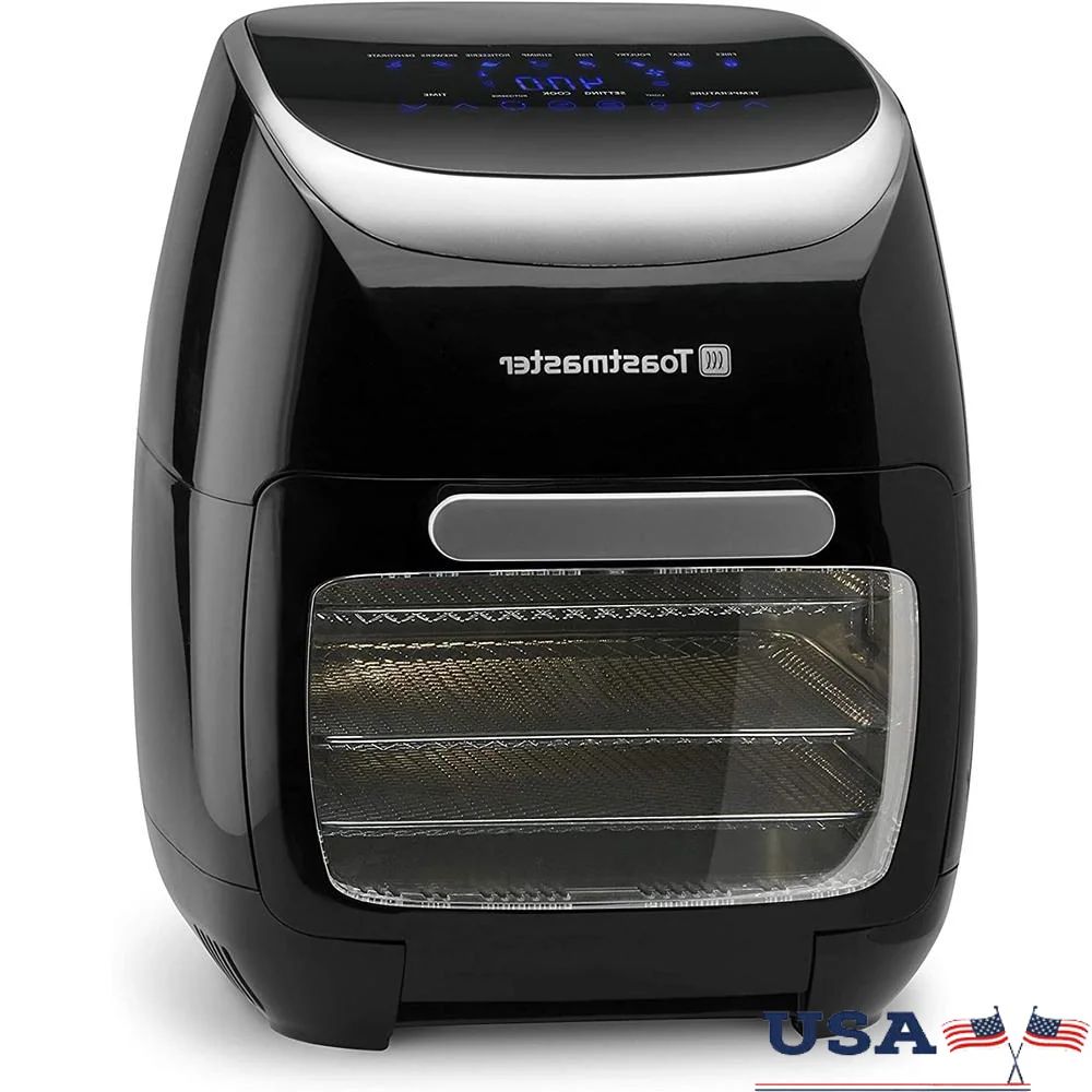 Digital Air Fryer Rotisserie Cooker Healthy Cooking 8 Preset Options 3 Baking Racks 10 Kabob Skewers Drip Tray Recipes Included