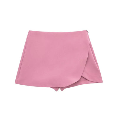 Willshela Women Fashion Solid Side Zipper Skirts Shorts Vintage High Waist Female Chic Lady Shorts