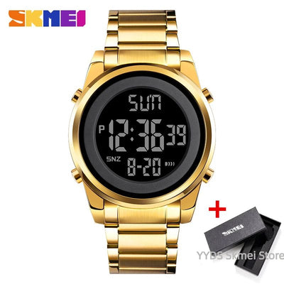 SKMEI Luxury Waterproof Watch for Men Stainless Steel Electronic Sports Digital Mens Wristwatches Man Clock Reloj Masculino 1611