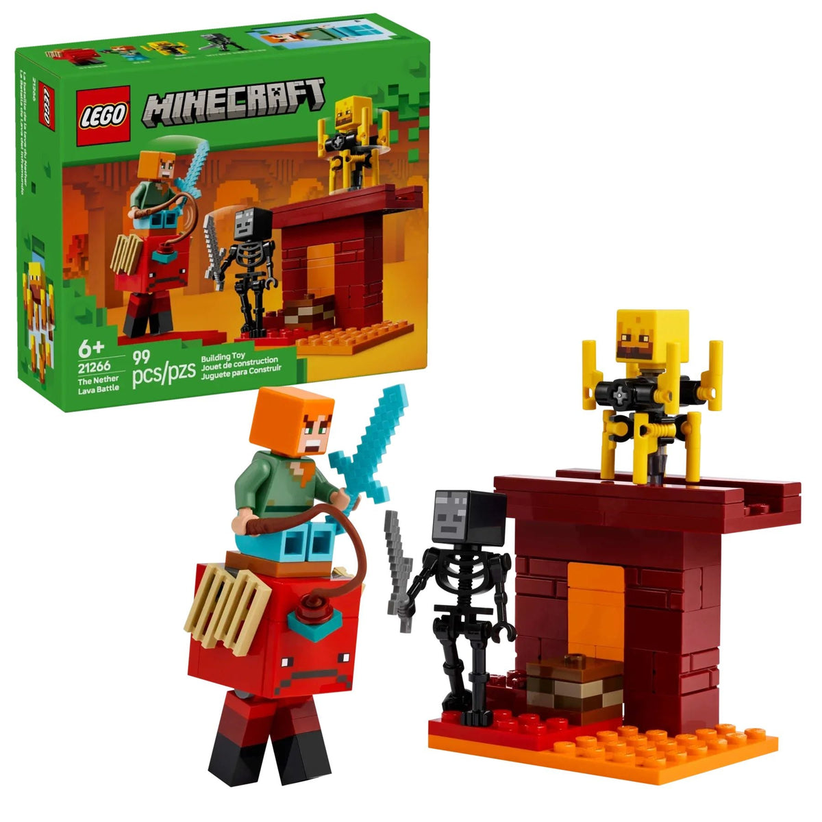 LEGO® Minecraft® Nether Lava Battle Set Big Build-and-play Fun for Boys Girls Aged 6+ Birthday Christmas Gift 21266 99 Pieces