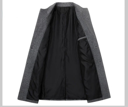 New Winter Men Cashmere Trench Coats Wool Blends Overcoats Business Casual Trench Long Jackets Male Slim Blends Coats Size 4XL