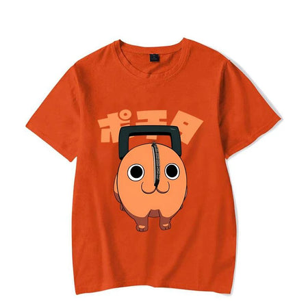 Fun Pochita Printed T-shirt Women's Loose Short Sleeve Round Neck Top Women's Casual Shirt T-shirt Anime T-shirt