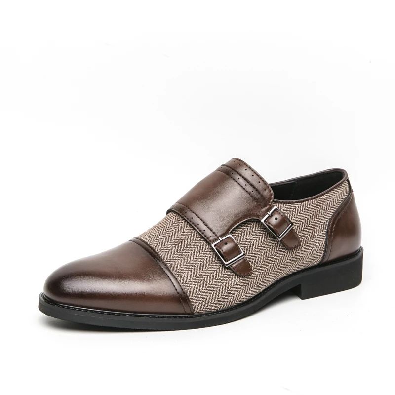 Spring Italian Double Button Loafers High-quality Blue Leather Shoes for Men Men Leather Shoes Patent Mens Wedding Dress Shoes