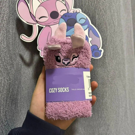 Disney Cute Stitch Cartoon Thermal Socks Coral Fleece Non Slip Floor Socks Cute Housewarming Present Christmas gift Couple socks
