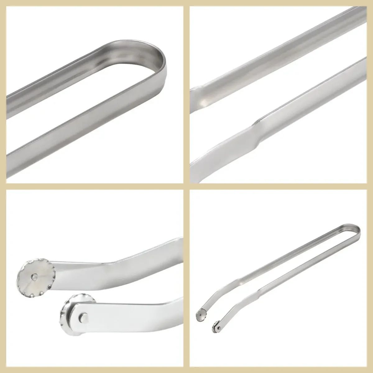 BBQ Sausage Turning Tongs Stainless Steel Nonstick Sausage Tongs Cookware Long Handle Kitchen Tong for Turning Barbecue Utensils