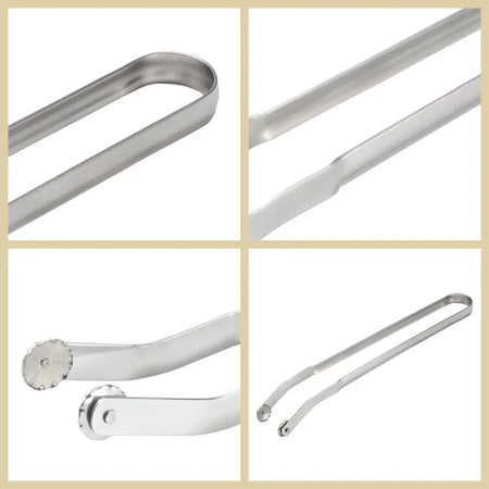 BBQ Sausage Turning Tongs Stainless Steel Nonstick Sausage Tongs Cookware Long Handle Kitchen Tong for Turning Barbecue Utensils