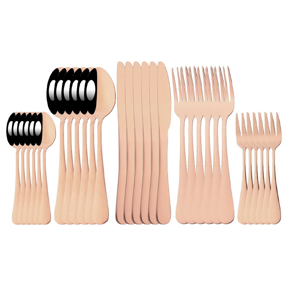 6/30Pcs Rainbow Dinnerware Stainless Steel Cutlery Set Knife Cake Fork Tea Spoon Flatware Set Kitchen Silverware Tableware Set