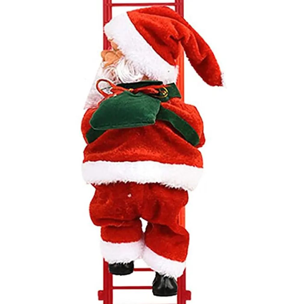 Electric Climbing Ladder Santa Claus Music Doll Christmas Ornament Decoration for Home Christmas Tree Hanging Decor NewYear Gift