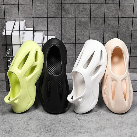 Men's Slippers Summer Soft EVA Beach Hole Shoes Outdoor Women's Slide Non-slip Personalized Hollow Shoes 36-47