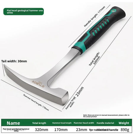 Damaly, Professional Geological Hammer, Exploration Hammer, Multifunctional Pointed Integrated Hammer, Quarrying/Mining Hammer,