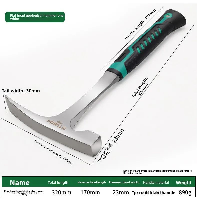 Damaly, Professional Geological Hammer, Exploration Hammer, Multifunctional Pointed Integrated Hammer, Quarrying/Mining Hammer,
