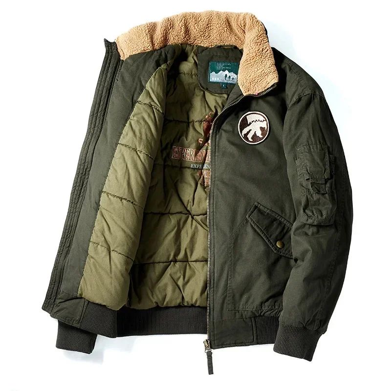 Winter Men Aviator Jackets Casual Loose Male Outerwear Bomber Coats Thickened and Flannel Jackets Thicker Warm Workwear Parkas