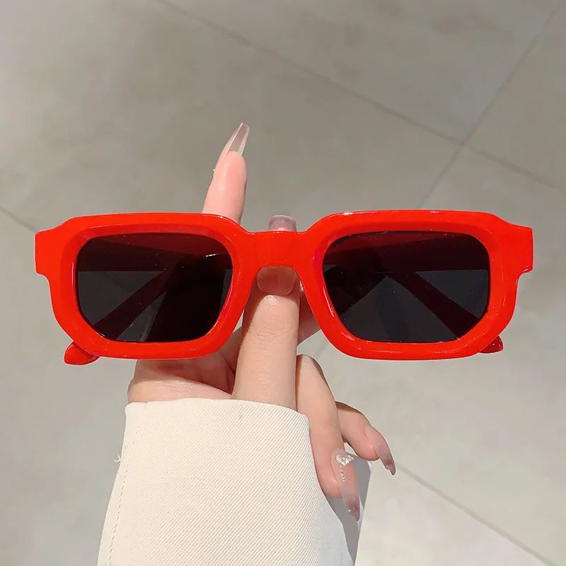 New Men Vintage Rectangle Frame Sunglasses Fashion Retro Sun Glasses Luxury Brand Design Glasses UV400 Eyewear Women Goggles
