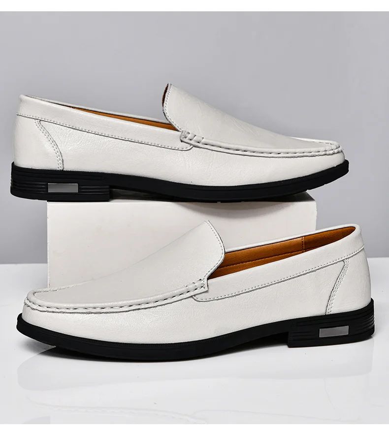 Genuine Leather Slip on Loafers Men Formal Dress Shoes Office Driving Wedding Party Mocasines Hombre Big Size Casual Shoes