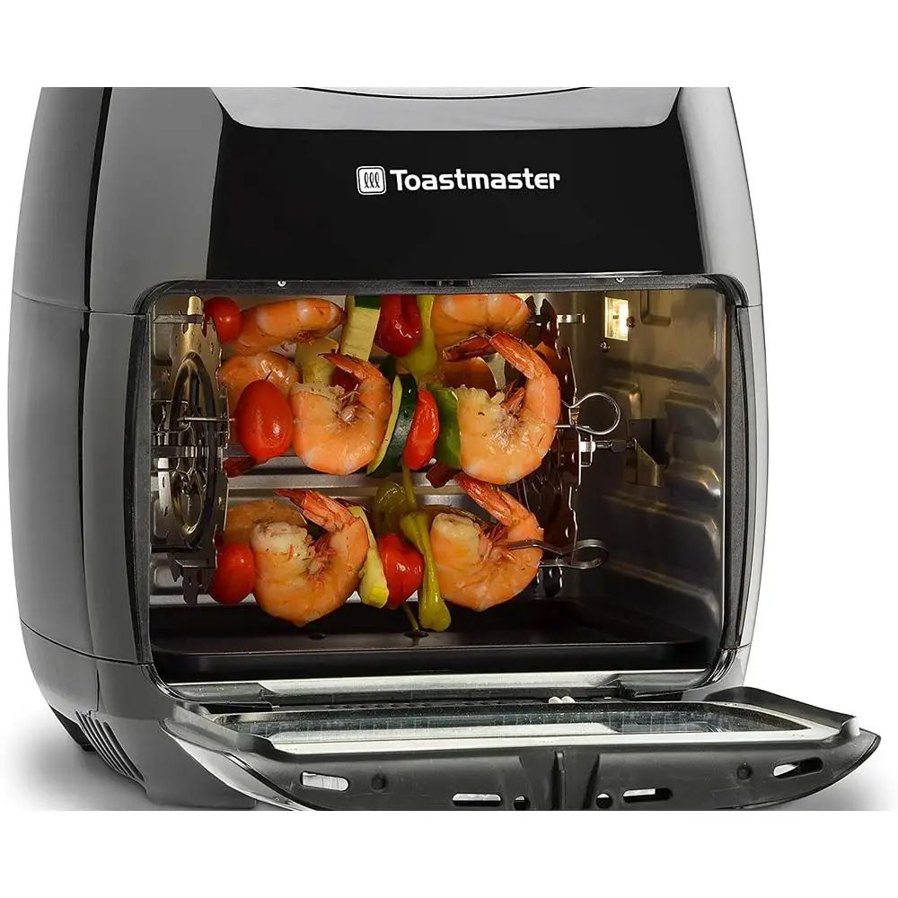 Digital Air Fryer Rotisserie Cooker Healthy Cooking 8 Preset Options 3 Baking Racks 10 Kabob Skewers Drip Tray Recipes Included