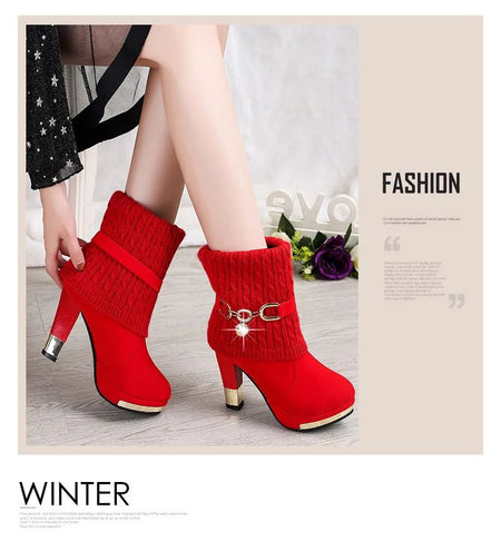 Super High Heels Platform Shoes Women High Heels Women Pumps Shoes Pointed Toe Suede Ankle Boots for Women Thick Heels Boots NEW