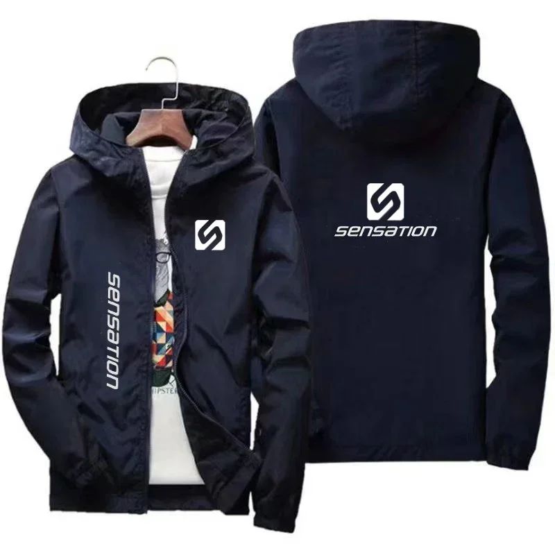 New men's daily large-sized waterproof street jacket, sun-protective windbreaker, and autumn hooded mountain bike jacket