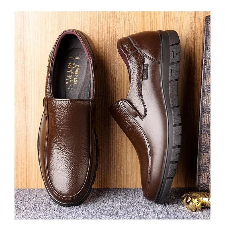 Men Genuine Leather Businenss Loafers Handmade Shoes Non-slip Man Flat Driving Walking Man Soft Luxury Dad Dress Office Shoes