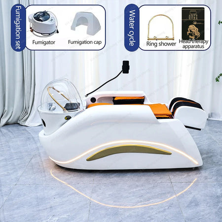 XinSheng Professional Electric Massage Bed Head SPA Salon Massage Table Hair Washing Fumigation Beds Barber Shop Smart Furniture
