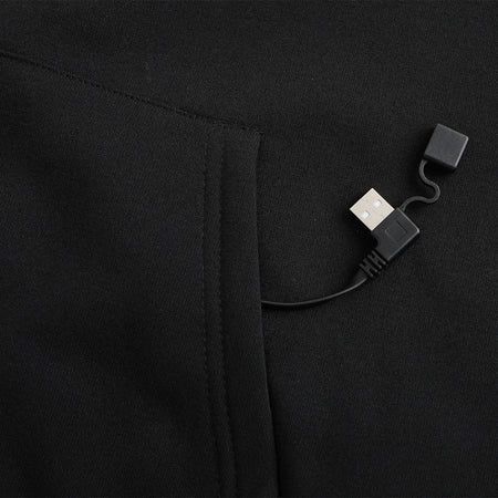 Cross-Border Men's USB Heated Fleece-Lined Sweatshirt Warm Outdoor Casual Clothing Electric Heating Hooded Sweatshirt