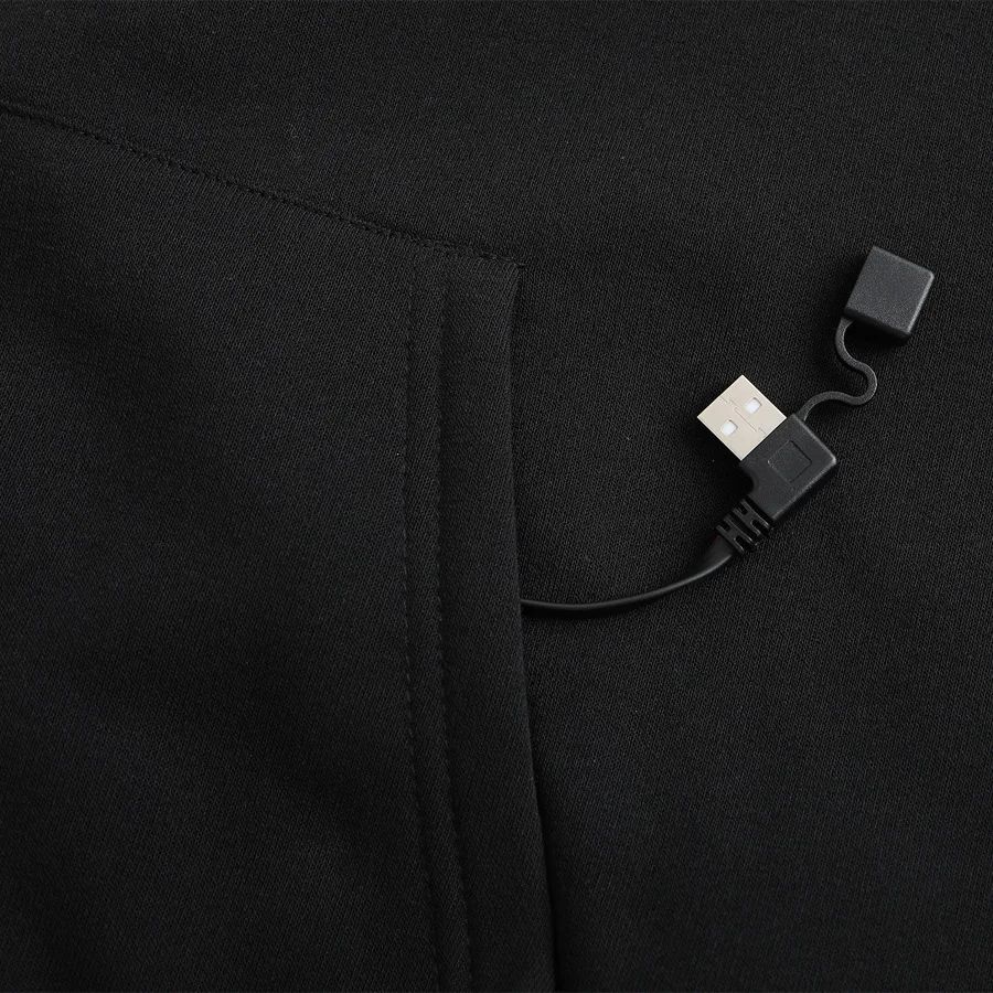 Cross-Border Men's USB Heated Fleece-Lined Sweatshirt Warm Outdoor Casual Clothing Electric Heating Hooded Sweatshirt