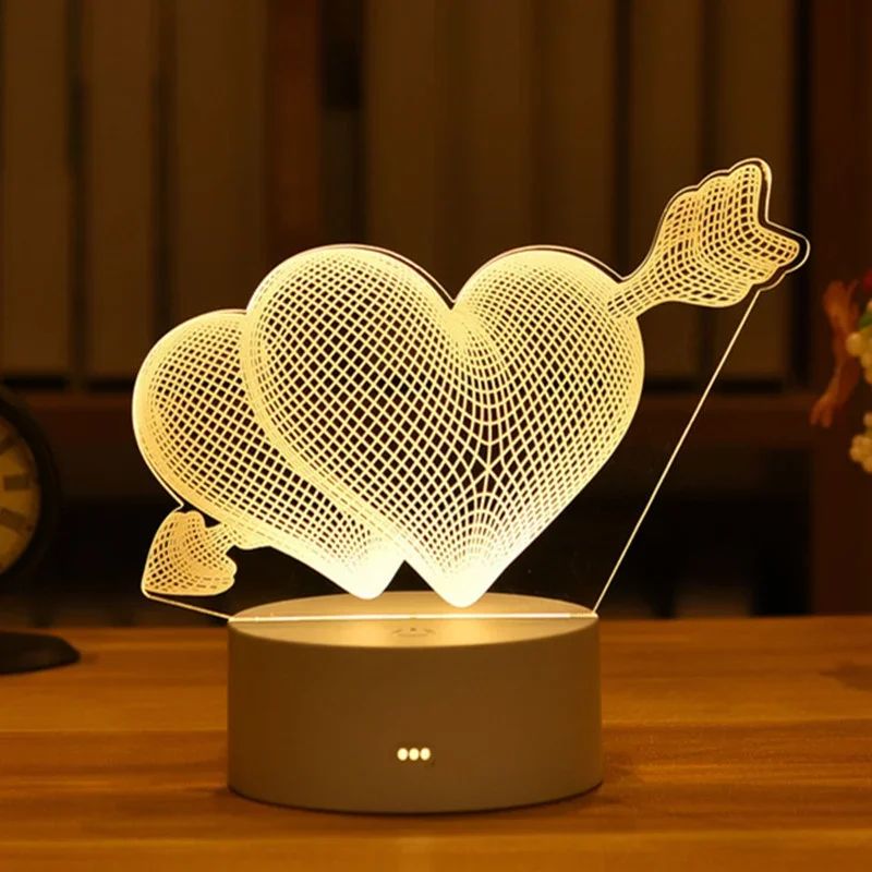 USB Operated 3D Acrylic LED Night Light Festival Birthday Kids Gifts Bedroom Bedside Decor Night Lamp Home Novelty Lighting
