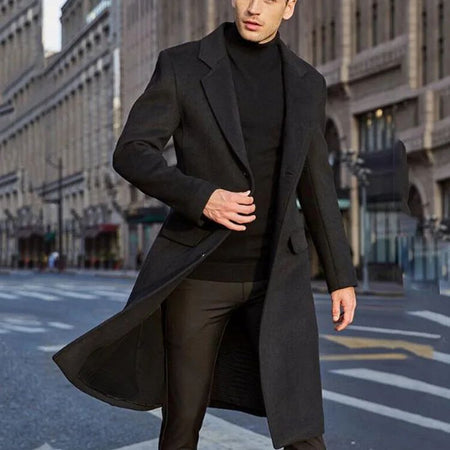 Autumn and Winter Casual Men's Clothing, British Style Woolen Overcoat, New Korean Style Solid Color Long Windbreaker S-XXXL