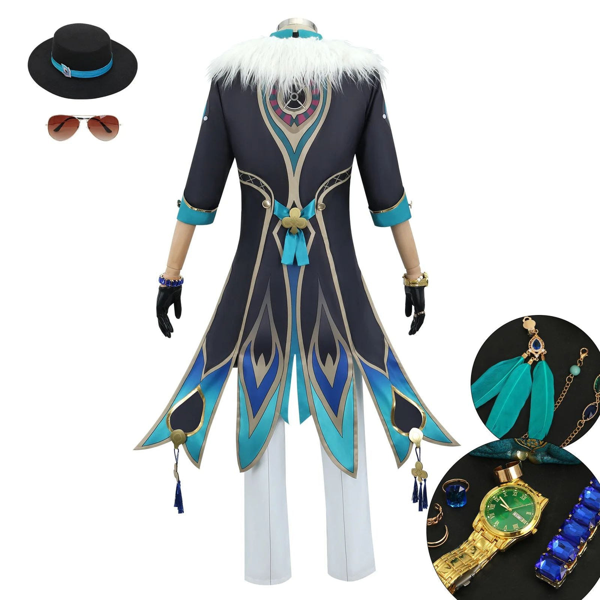 Aventurine Cosplay Costume Wig for Game Honkai: Star Rail Costume Handsome Fashion Combat Role Play Carnival Outfits with Hat