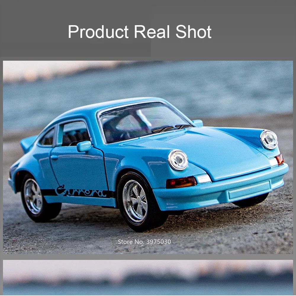 1:36 Porsche 911 Carrera 1974 Toy Models Alloy Diecast Cars 4 Doors Opened Light Sound Miniature Vehicles Boys Educational Toys