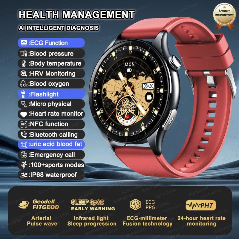 XIAOMI 704505 New ECG+PPG Smartwatch Precise Uric Acid Blood Lipids Pressure Body Analysis Smart Watch Men BT Call NFC Watches