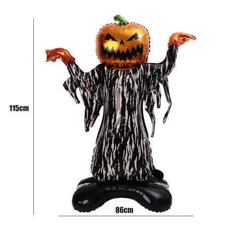 Halloween Party Giant Foil Balloons Inflatable Toys Decor Pumpkin Soldier Witch Ghost Skeleton Reaper Aluminum Standing Balloon