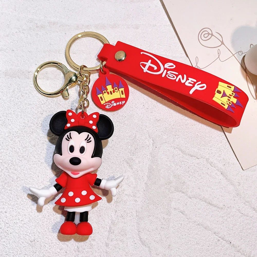 Disney Anime Mickey Keychain Cartoon Stitch Cute Minnie Keyring Student Bag Hanging All-match Car Key Chain Christmas Gifts