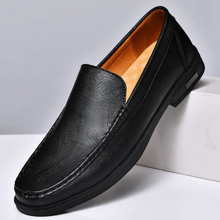 Genuine Leather Slip on Loafers Men Formal Dress Shoes Office Driving Wedding Party Mocasines Hombre Big Size Casual Shoes