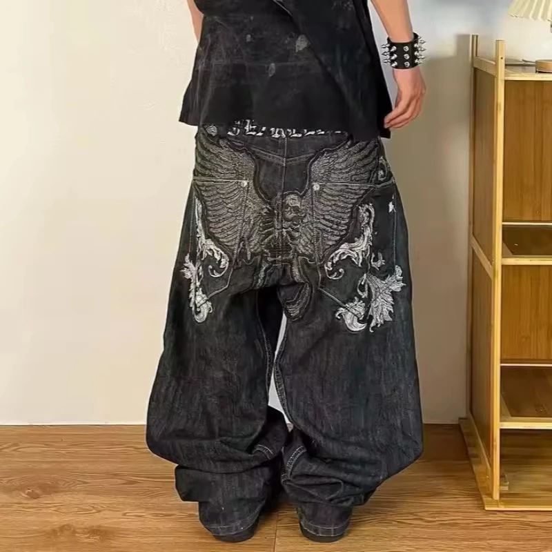 Streetwear New Fashion Oversized Embroidered Baggy Jeans Female Y2K Harajuku Hiphop Retro Gothic High Waist Wide-leg Pants Pants
