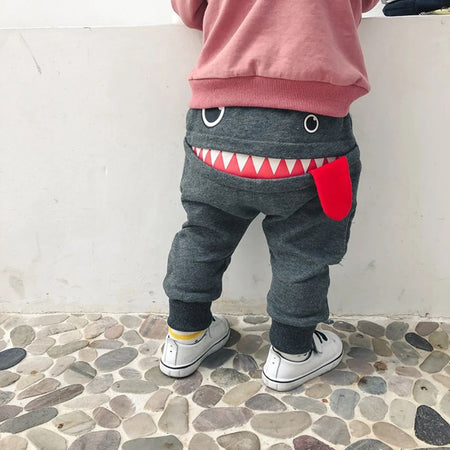 Casual Baby Children Pants Toddler Boys Girls Cute Big Mouth Monster Trousers Costumes Long Cototn Infant Cartoon Panty Clothes