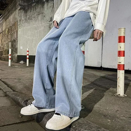 2025 autumn and winter Korean Style Straight Leg Jeans Men's Fashion Versatile Loose Thin Pants Men's Washed Retro ?