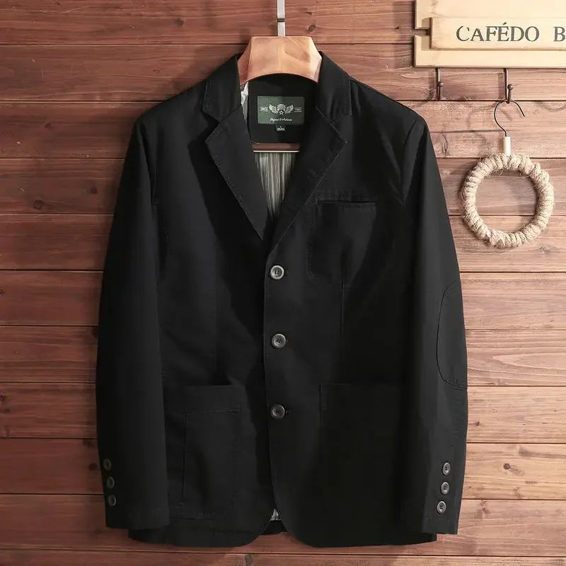 New European Plus Size Men's Jacket Elegant Italian Style Gentleman Business Lapel Loose Casual Slim Fit Three Buttons Blazer
