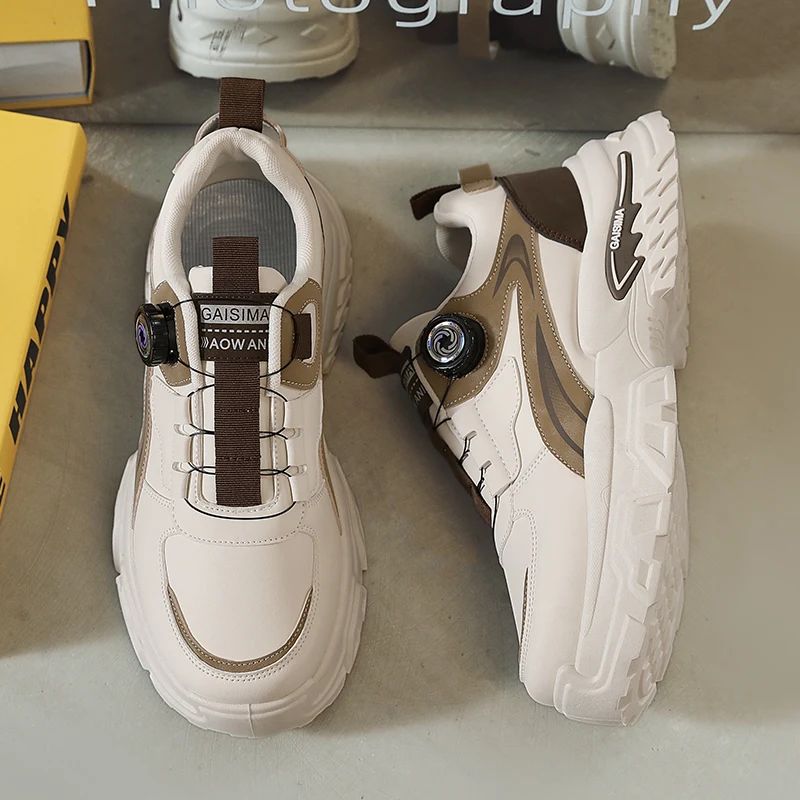 Autumn New Men's Sneakers Versatile High-Top Trendy Thick-Soled Running Shoes Casual Fashion Shoes Suitable for Outdoor Sports