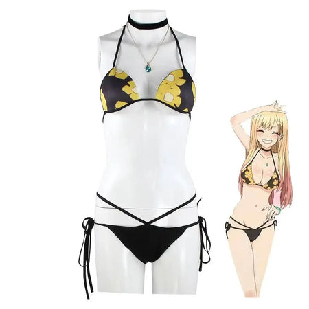 Anime My Dress-Up Darling Marin Kitagawa Bikini Cosplay Costume Swimsuit Summer Beach Swimwear Outfit Halloween Carnival Party