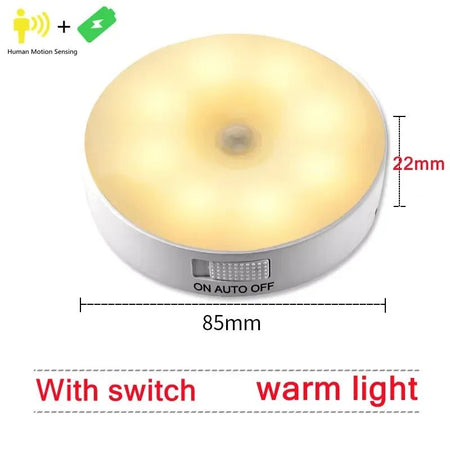 USB Charging Smart Sensor Lamp LED Human Body Induction Night Light Bedside Bedroom Home Corridor Lighting 8 LEDs Mini Wall Lamp