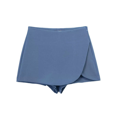 Willshela Women Fashion Solid Side Zipper Skirts Shorts Vintage High Waist Female Chic Lady Shorts
