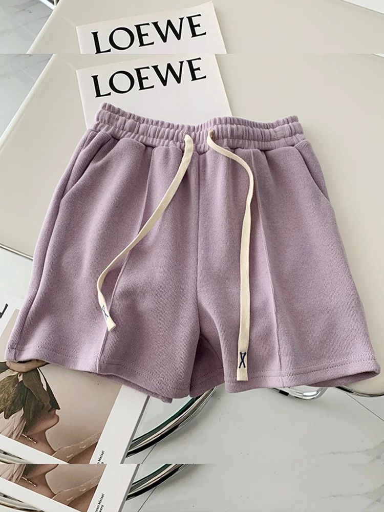 AOSSVIAO 2025 Summer Shorts Women Elasticity Lovely Girls Korean Style Sweet Students Harajuku Simple Pure Gray Trousers Female